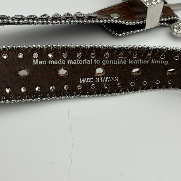 Blazin' Roxx Women's Brown Western Belt Silver Accents Studded Size M - Picture 6 of 6